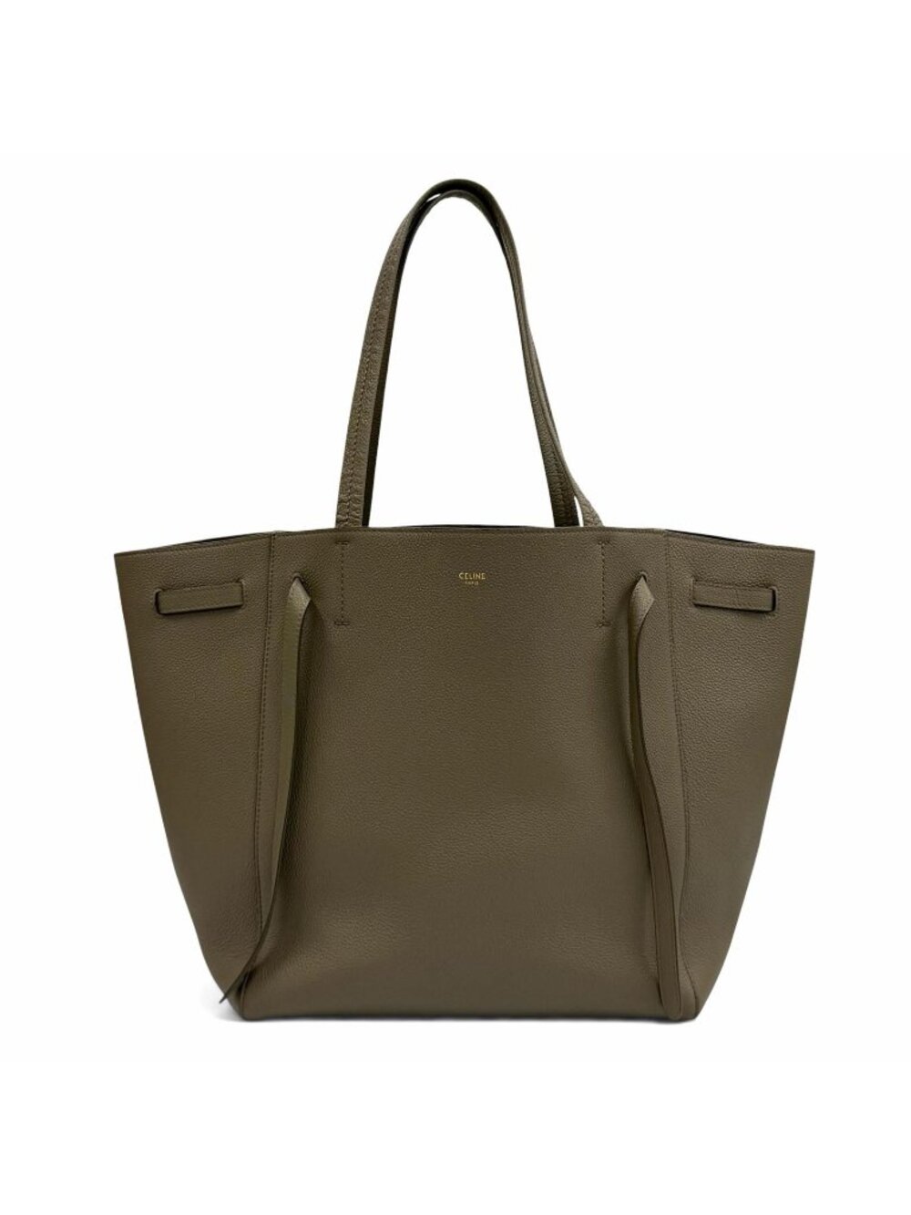 Celine Cabas Phantom Small Taupe Logo Leather Tote Bag